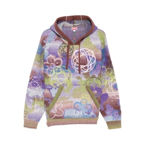 Kenzo Multicolor Abstract Floral And Geometric Pattern Hoodie - NWT